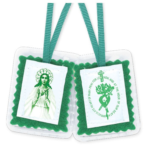 2-1/4" Laminated Green Scapular | Pack of 10