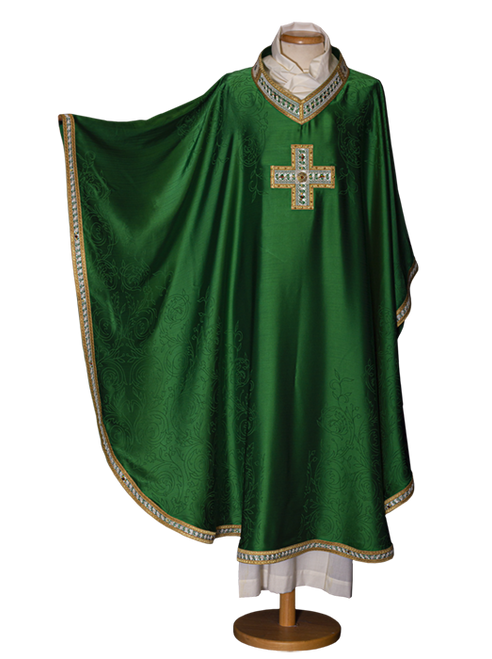 QUICK SHIP | Lightweight Swarovski Stone Cross Chasuble | V Collar | All Colors