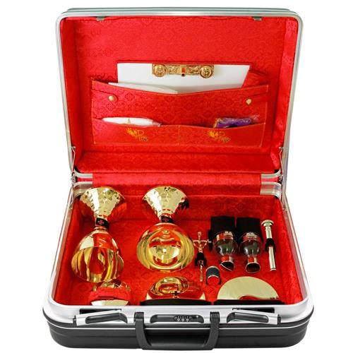 Full Size Travel Mass Kit | Large Locked Briefcase with Red Satin Interior | Made In Italy