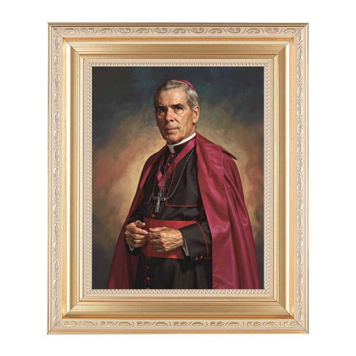 Archbishop Fulton Sheen Bust Image | 10" x  12" | Satin Gold Frame