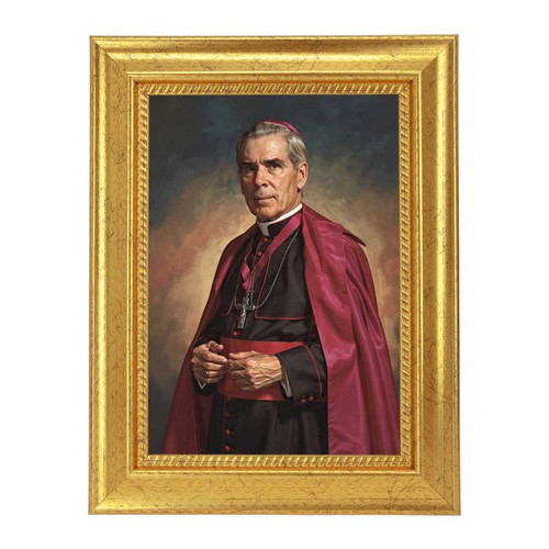 Archbishop Fulton Sheen Bust Image | 5" x  7" | Antique Gold Leaf Frame