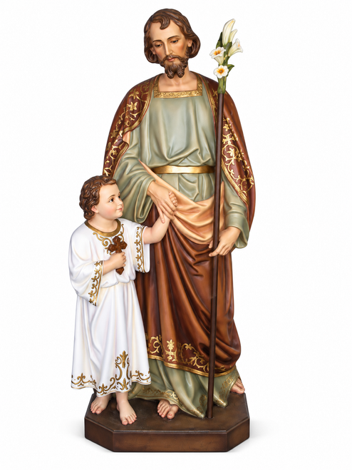72" St. Joseph with Jesus Statue | Multiple Finishes Available | Made in Colombia