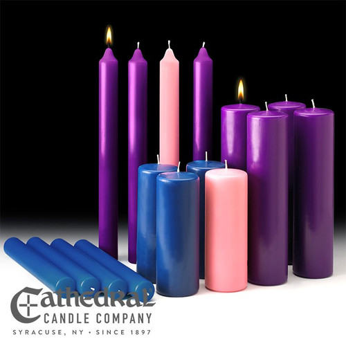 Advent Candle Church Sets | 51% Beeswax & Stearine | All Sizes & Colors