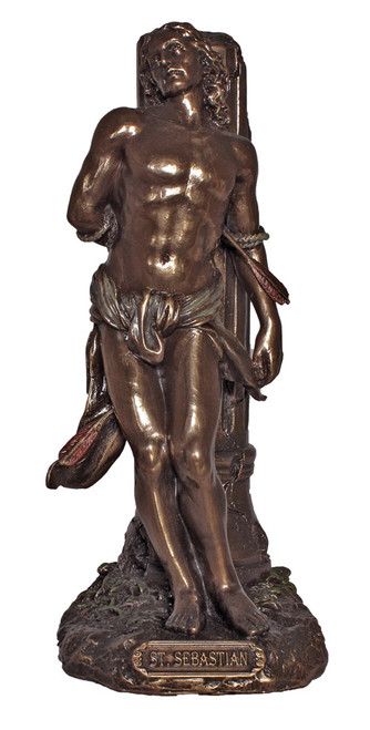 8" St. Sebastian Statue | Patron Saint of Athletes | Hand-Painted Cold-Cast Bronze