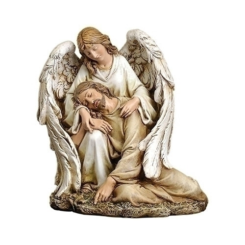 7" Angel w/ Fallen Christ Figure | Resin/Stone