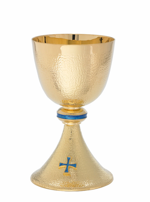 Basketweave Texture Chalice & Bowl Paten | 7 1/2", 15oz. | 24K Gold Plated