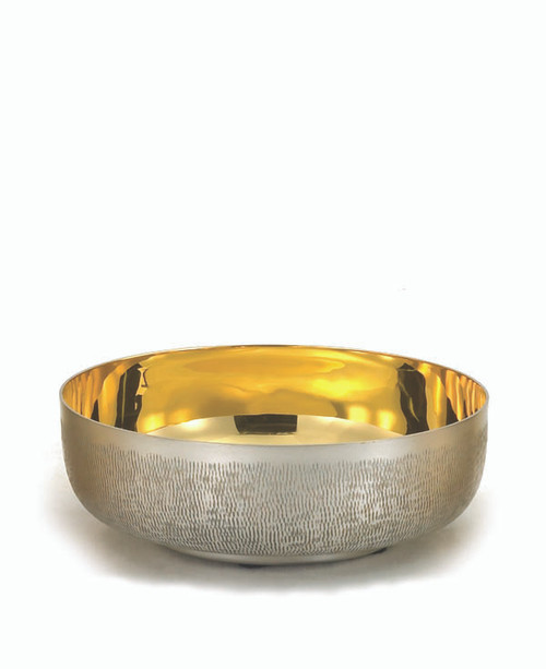 6 1/8" Open Ciborium | Silver-Oxide Plated | 24K Gold Lined | Hammered Straw Texture