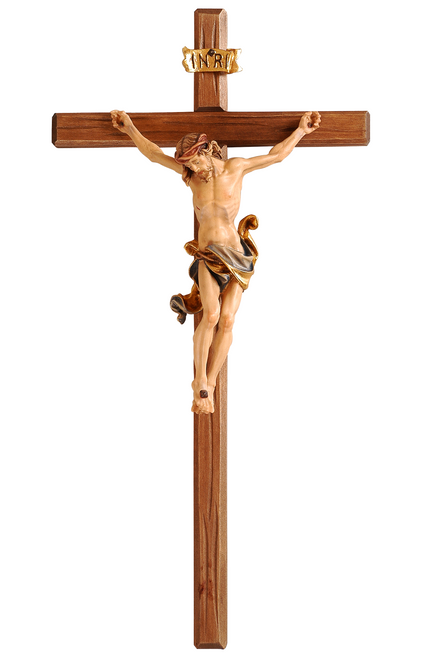 18.5" Leonardo Crucifix Blue | Hand Carved in Italy