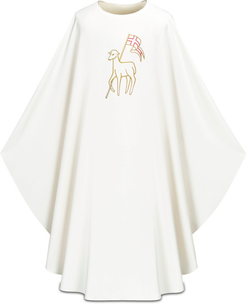 #5318 Paschal Lamb Emblem Gothic Chasuble | Plain Neck | 100% Polyester