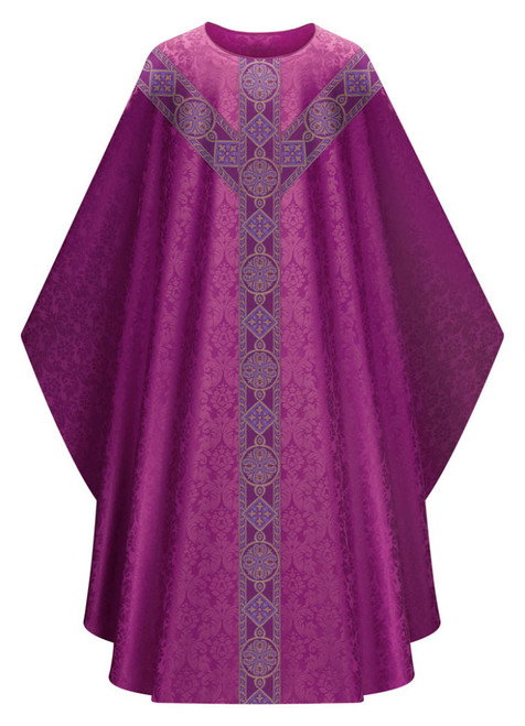 #5290 Woven Galoon Gothic Chasuble | Plain Neck | 100% Damask Poly | All Colors