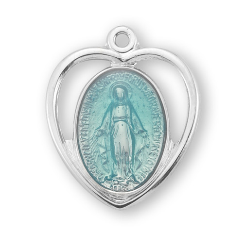 Blue Enameled Sterling Silver Miraculous Medal