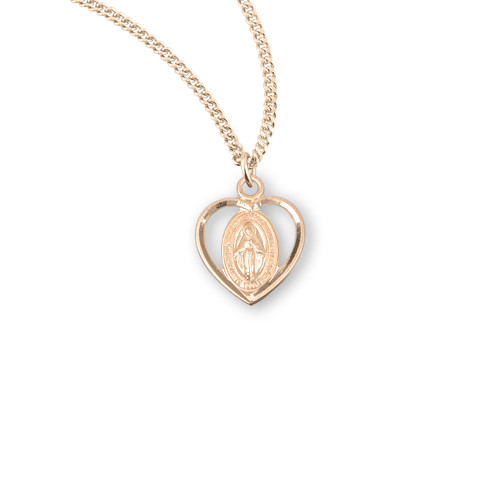 Oval Shaped Gold Over Sterling Silver Miraculous Medal | 18" Gold Plated Chain