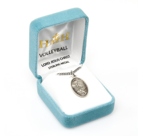 Lord Jesus Christ Oval Sterling Silver Female Volleyball Athlete Medal