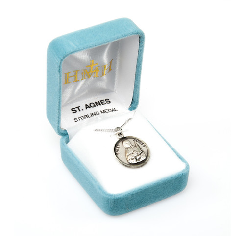 Patron Saint Agnes Round Sterling Silver Medal