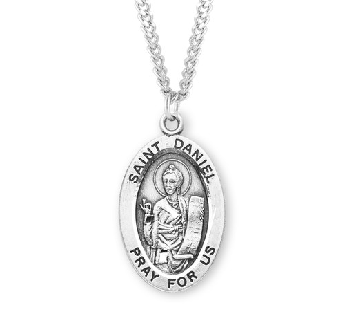 Patron Saint Daniel Oval Sterling Silver Medal | 24" Endless Chain