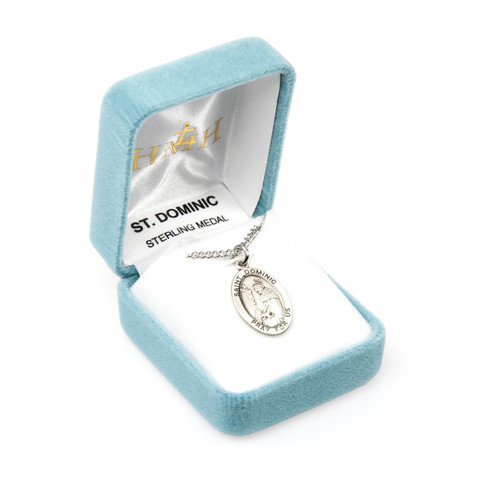 Patron Saint Dominic Oval Sterling Silver Medal | 20" Chain