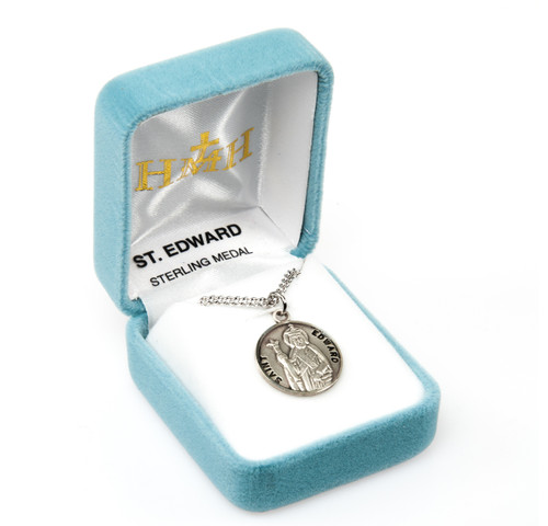 Patron Saint Edward Round Sterling Silver Medal