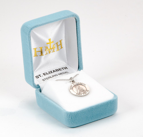 Patron Saint Elizabeth Round Sterling Silver Medal | 18" Chain