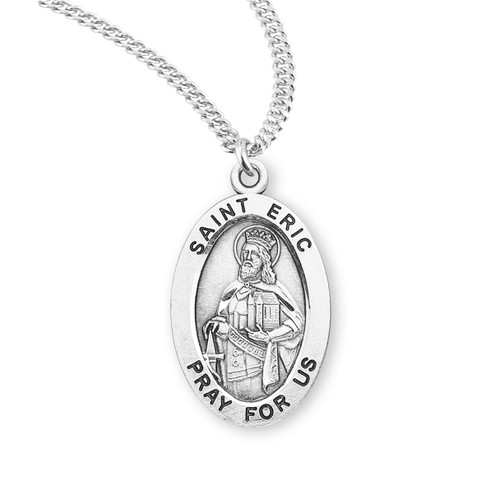 Patron Saint Eric Oval Sterling Silver Medal | 20" Chain