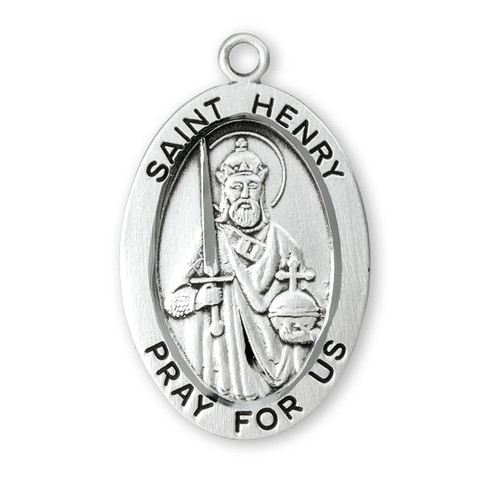 Patron Saint Henry Oval Sterling Silver Medal | 20" Chain