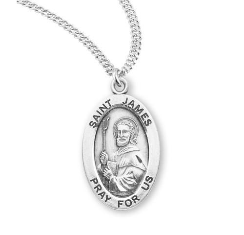 Patron Saint James Oval Sterling Silver Medal | 20" Chain
