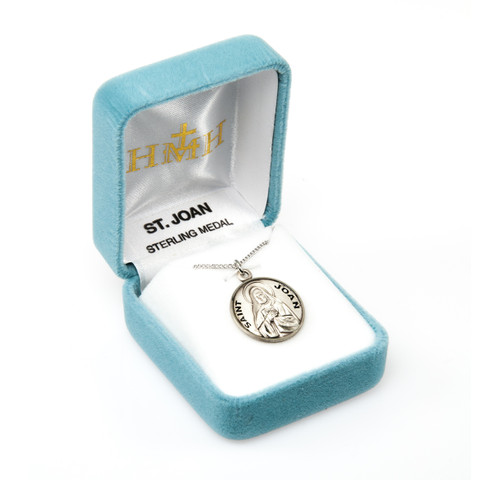 Patron Saint Joan de Lestonnac Round Sterling Silver Medal | 18" Chain