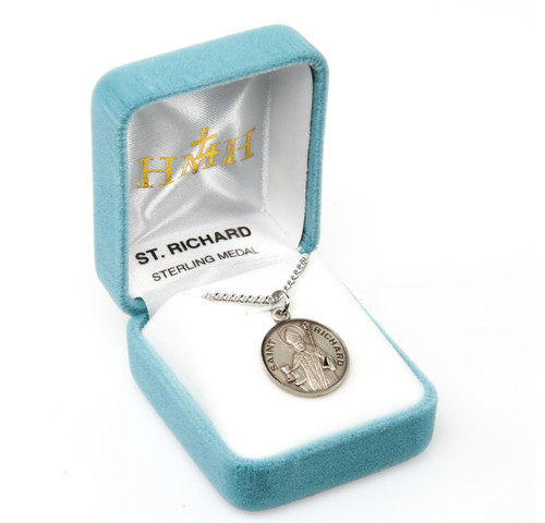 Patron Saint Richard Round Sterling Silver Medal