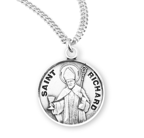 Patron Saint Richard Round Sterling Silver Medal