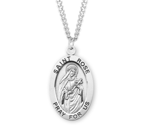 Patron Saint Rose Oval Sterling Silver Medal | 1