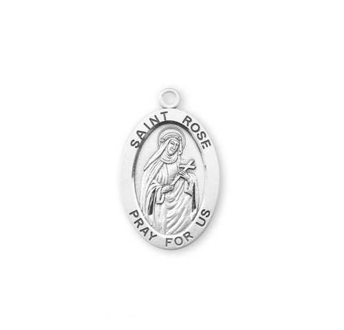 Patron Saint Rose Oval Sterling Silver Medal | 2