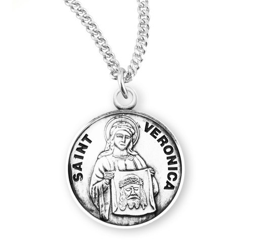 Patron Saint Veronica Round Sterling Silver Medal