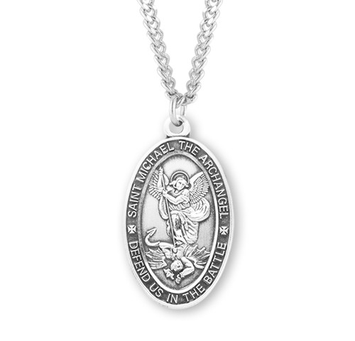 Saint Michael Oval Sterling Silver Medal | 3