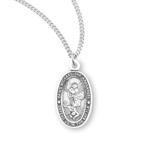 Saint Michael Oval Sterling Silver Medal | 4