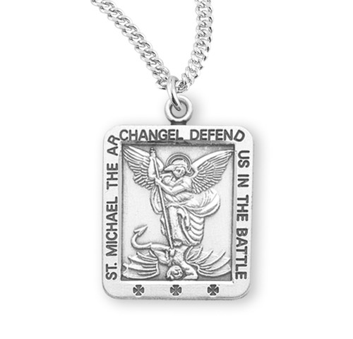 Saint Michael Square Sterling Silver Medal | 2