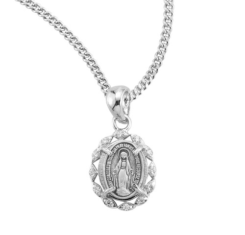 Sterling Silver Crystal Cubic Zirconia "CZ" Miraculous Medal | 1