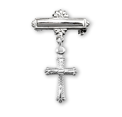 Sterling Silver Detailed Baby Cross Pin