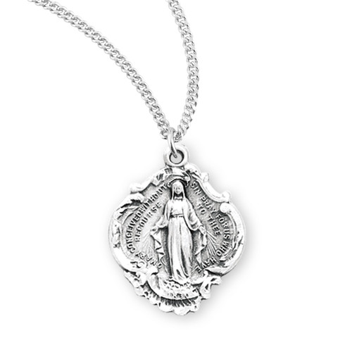 Sterling Silver Fancy Baroque Style Miraculous Medal | 2