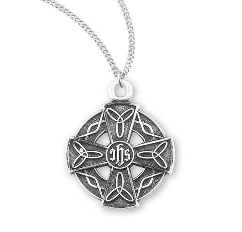 Sterling Silver Irish Celtic Cross Pendant | 20" Chain