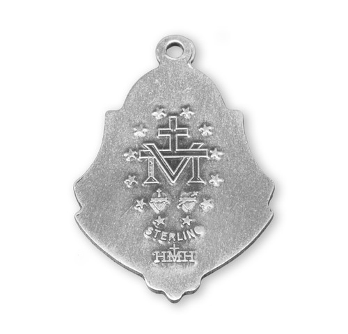 Sterling Silver Miraculous Medal with Art Deco Border