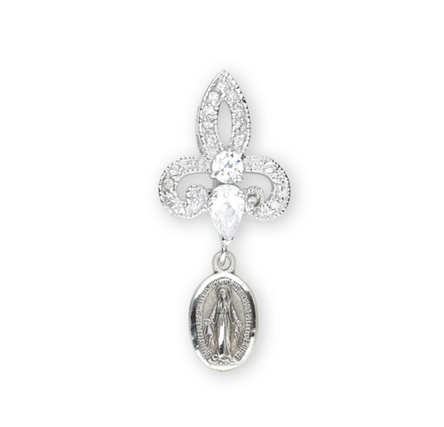 Sterling Silver Miraculous Medal with Cubic Set Zirconia's "CZ's" | 3