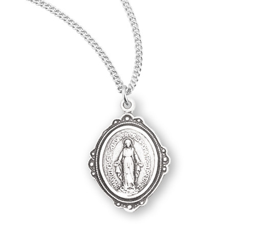 Sterling Silver Oval Fancy Edge Miraculous Medal | 2