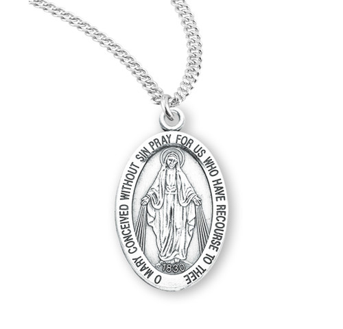 Sterling Silver Oval Miraculous Medal | 13