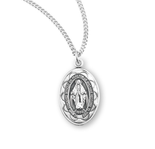 Sterling Silver Oval Miraculous Medal | 19