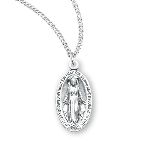 Sterling Silver Oval Miraculous Medal | 27