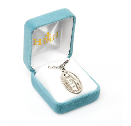 Sterling Silver Oval Miraculous Medal | 32