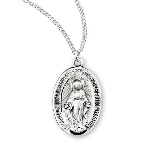 Sterling Silver Oval Miraculous Medal | 55