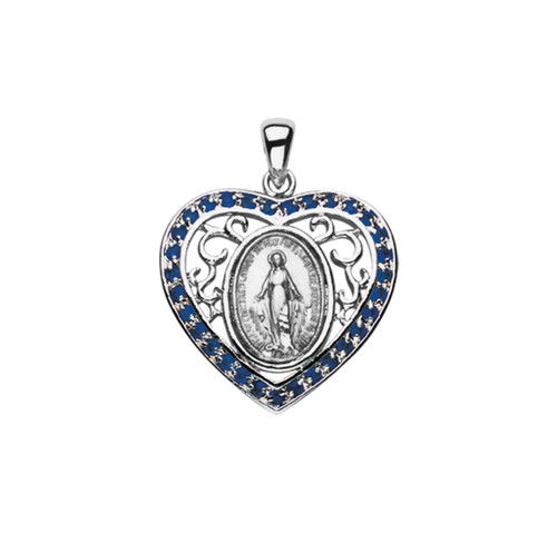 Sterling Silver Oval Miraculous Medal with Cubic Zirconia's "CZ's" | 3