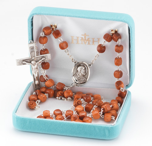 Brown Square Genuine Cocoa Bead Rosary