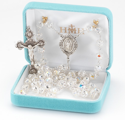 Double Capped Crystal Swarovski Sterling Silver Rosary