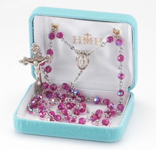 Fuchsia Swarovski Crystal Rosary